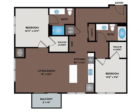 a floor plan of an apartment with a bedroom and a living room